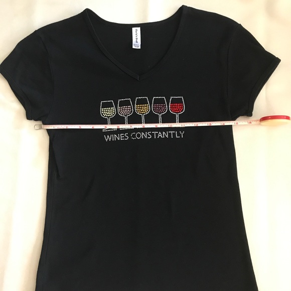 Wines Constantly Rhinestone Women's T-Shirt Top Sm - Picture 4 of 8